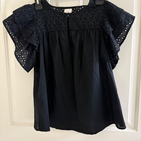 A New Day Black Eyelet Flutter Sleeve Top – Size M - Picture 2 of 2
